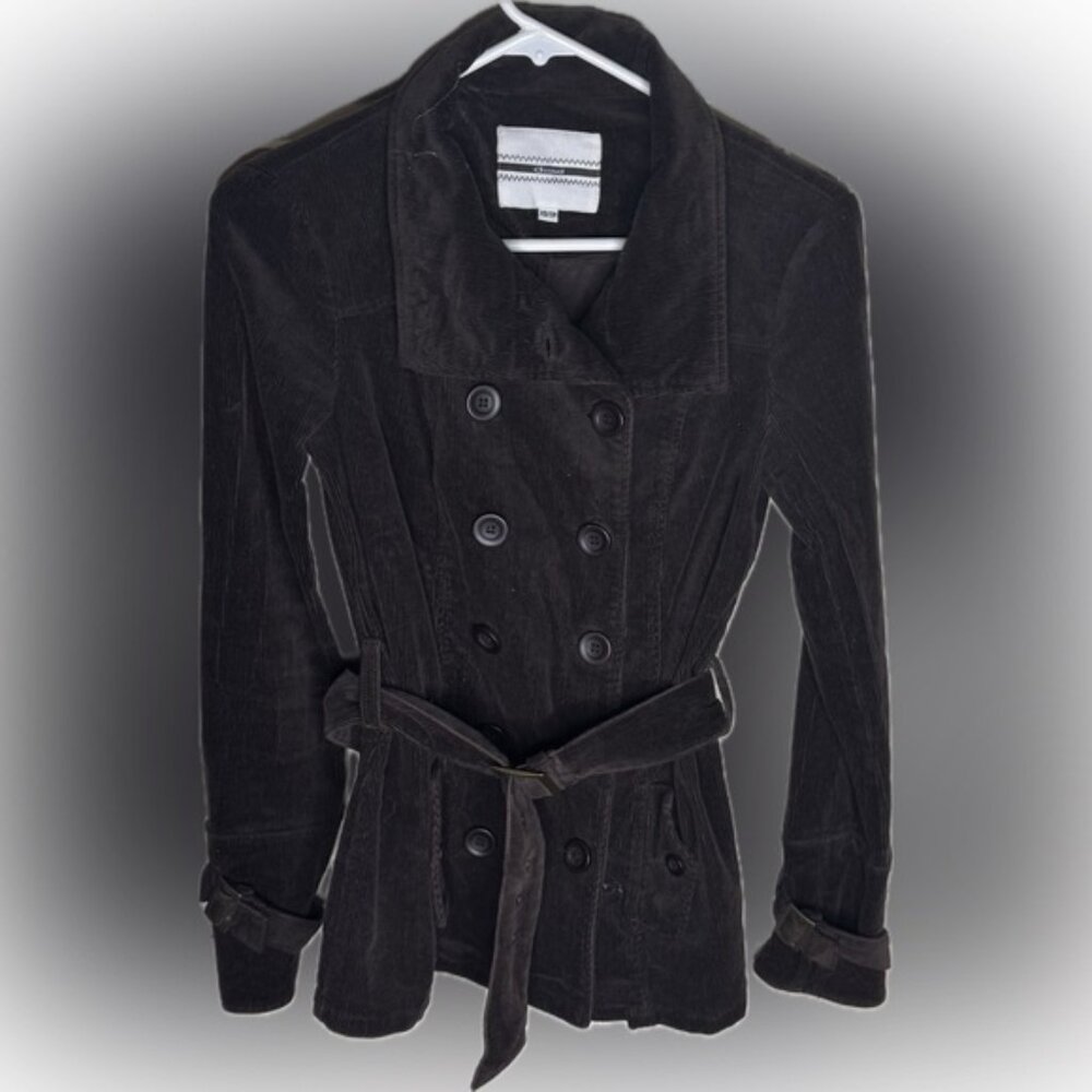 Brown Corduroy Double-Breasted Trench Coat, women XS